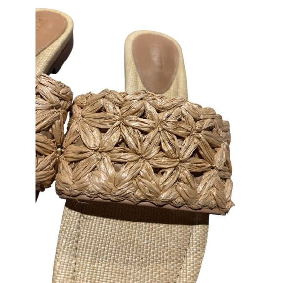 Schutz Womens Ayla Tan Woven Square Toe Slide Sandals Shoes size 7 - Picture 10 of 12